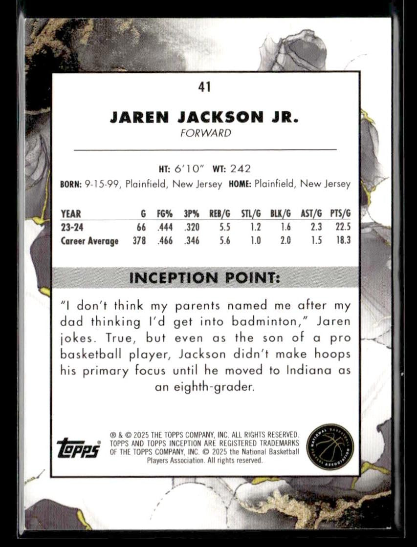 2025 Topps Inception #41 Jaren Jackson Jr Green