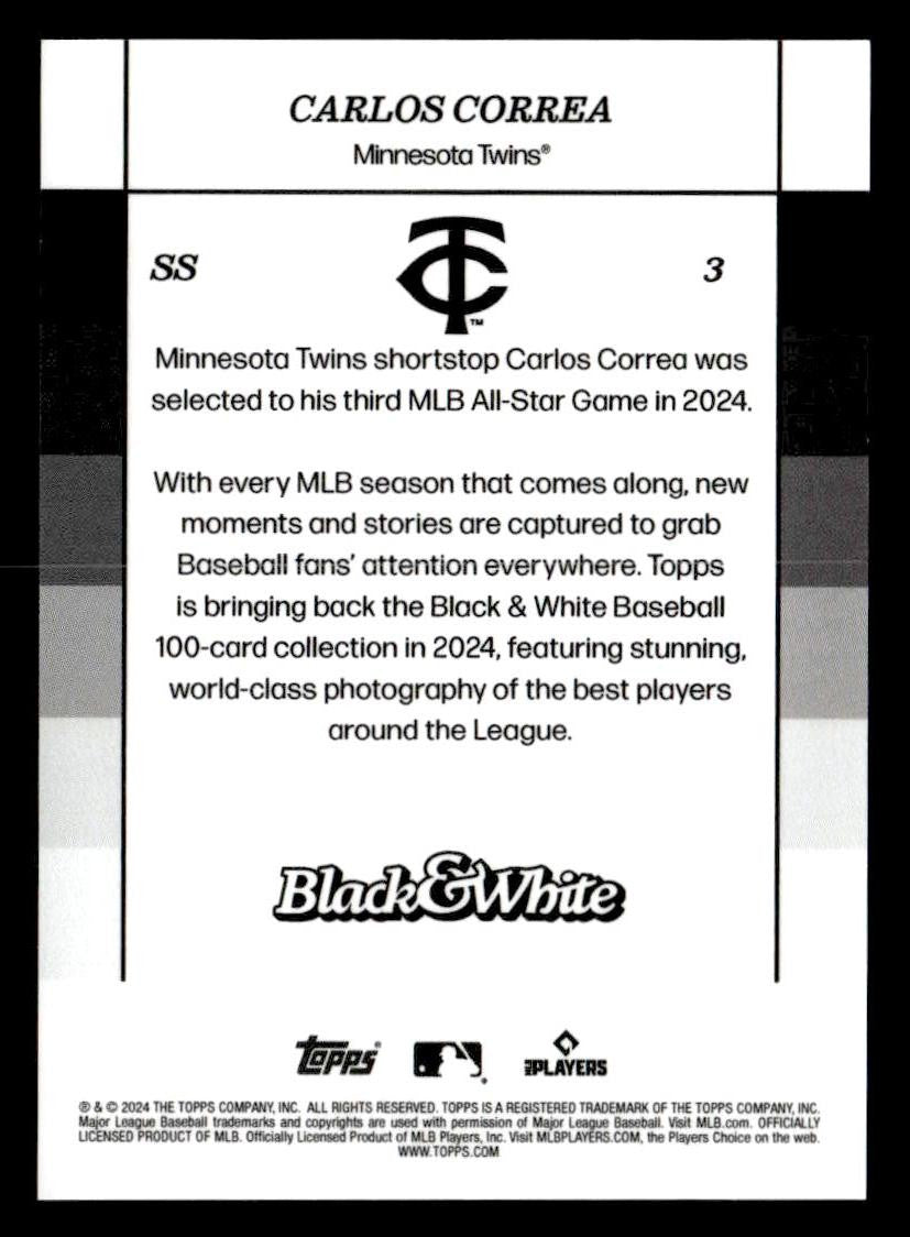2024 Topps Black & White #3 Carlos Correa