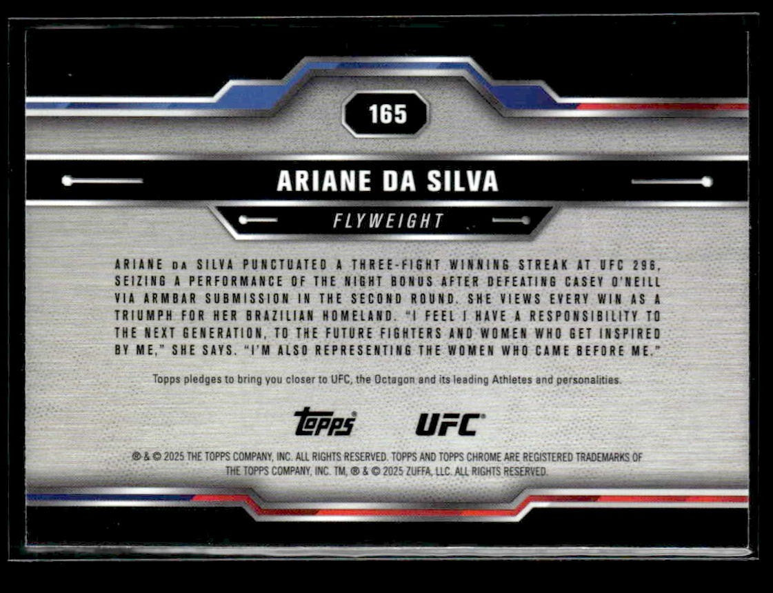 2025 Topps Chrome UFC #165 Ariane da Silva Red & Blue Refractor