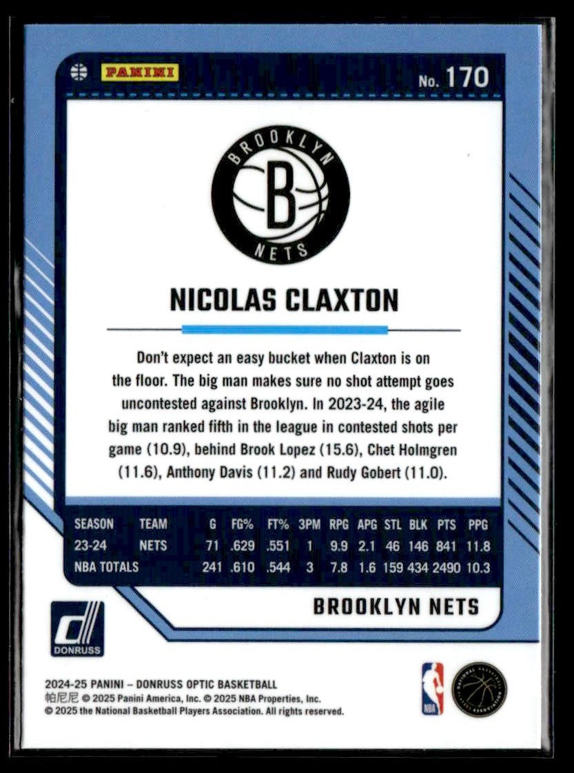 2024-25 Donruss Optic #170 Nicolas Claxton