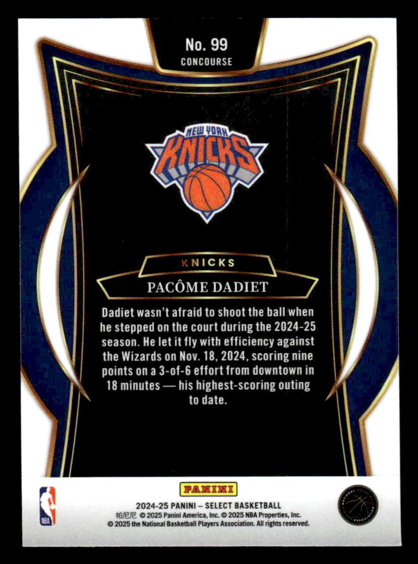 2024-25 Panini Select #99 Pacome Dadiet
