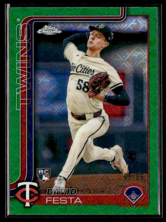 2025 Topps Chrome Logofractor Edition #156 David Festa Green Refractor #/99
