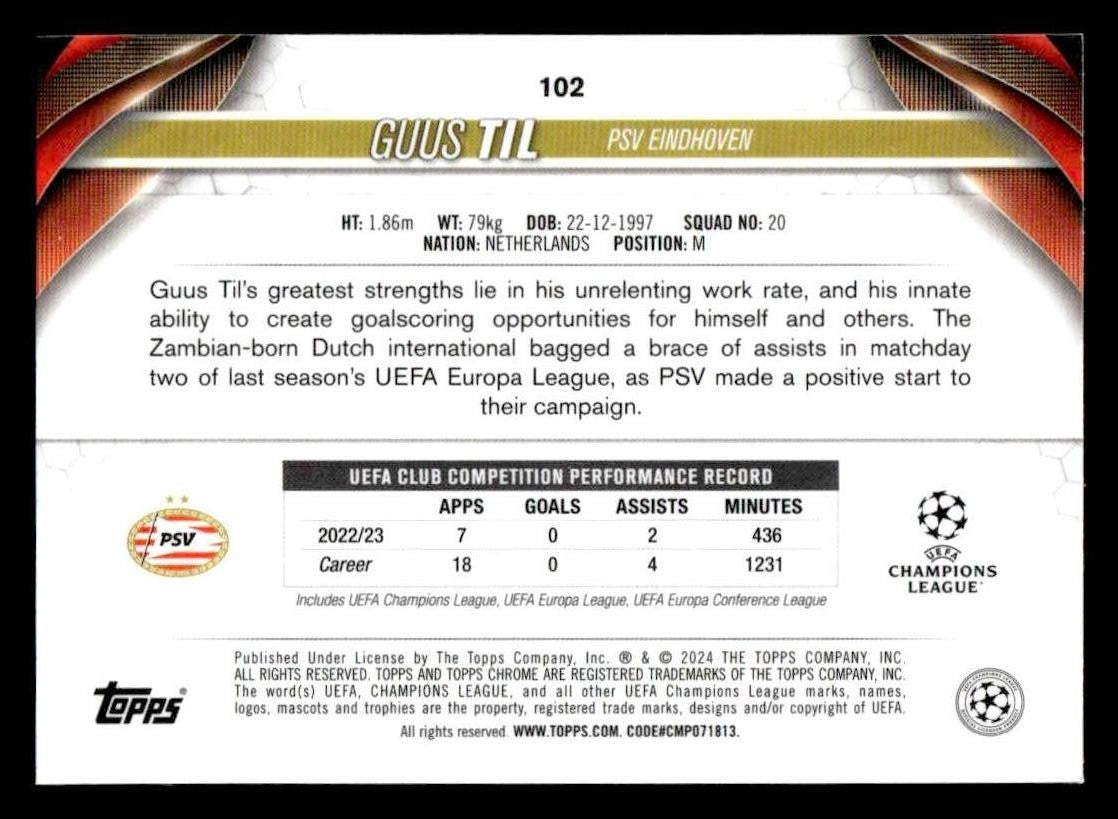 2023-24 Topps Chrome UEFA Club Competitions #102 Guus Til