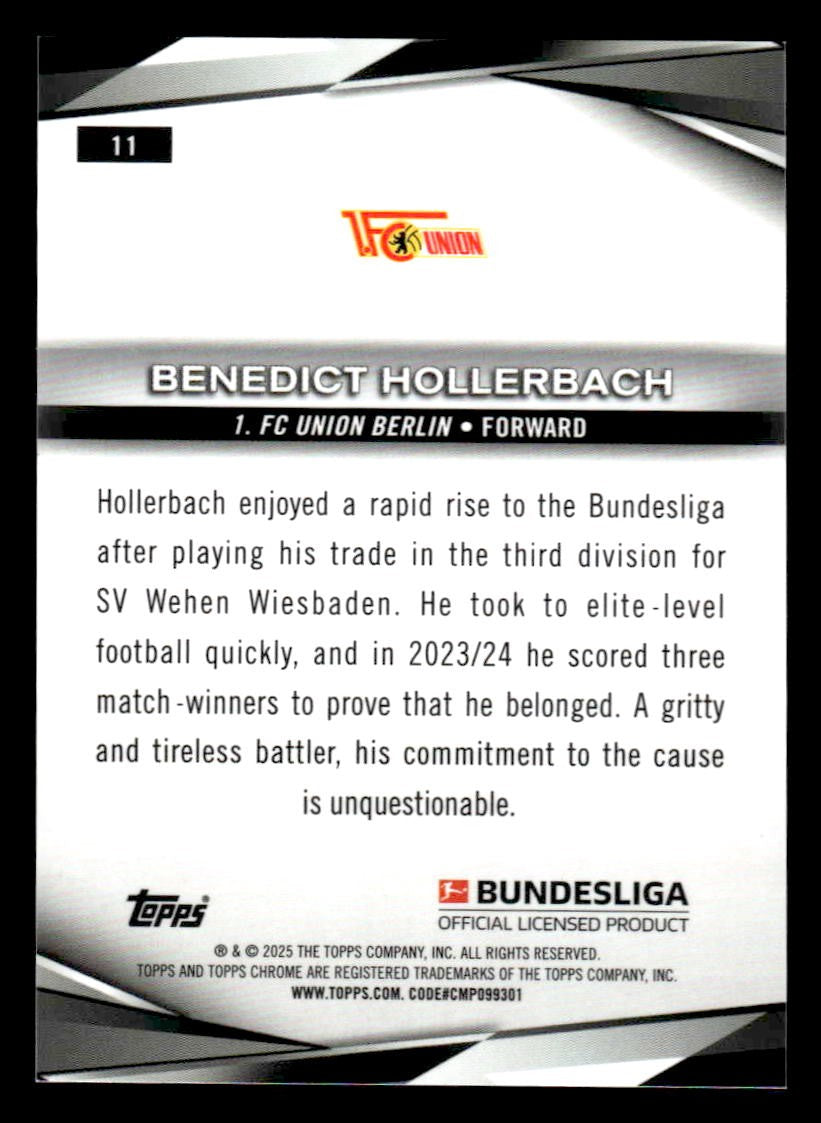 2025 Topps Sapphire Edition Bundesliga #11 Benedict Hollerbach