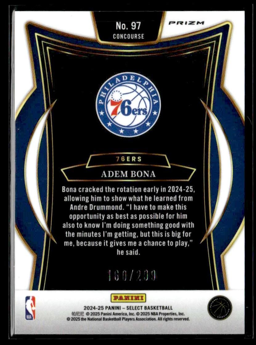 2024-25 Panini Select #97 Adem Bona Light Blue Prizm