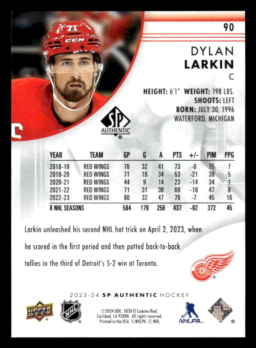 2023-24 SP Authentic #90 Dylan Larkin