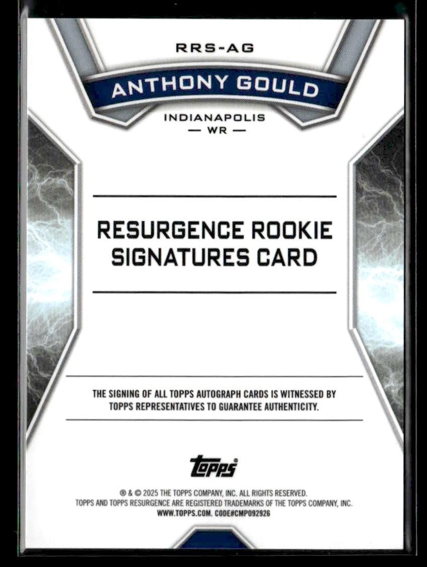 2024 Resurgence #RRS-AG Anthony Gould Rookie Sigs Lime Green Power Surge #/15