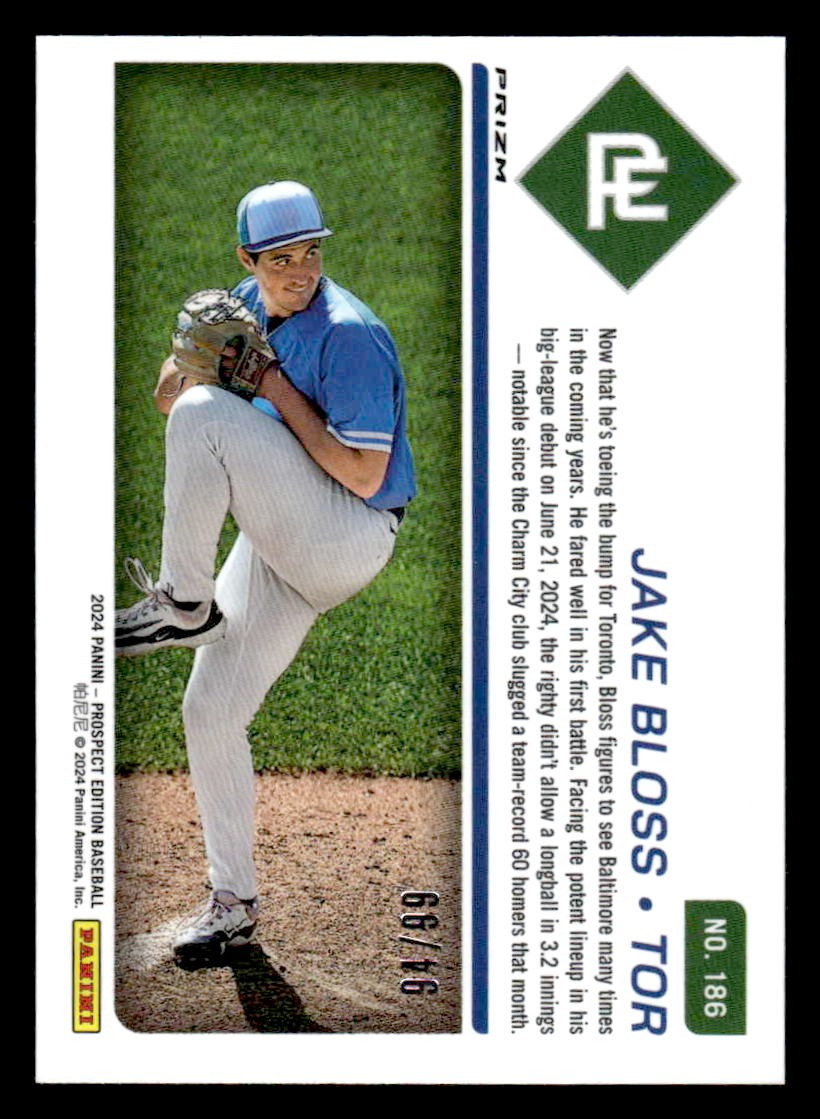 2024 Panini Prospect Edition #186 Jake Bloss Purple Holo #/99