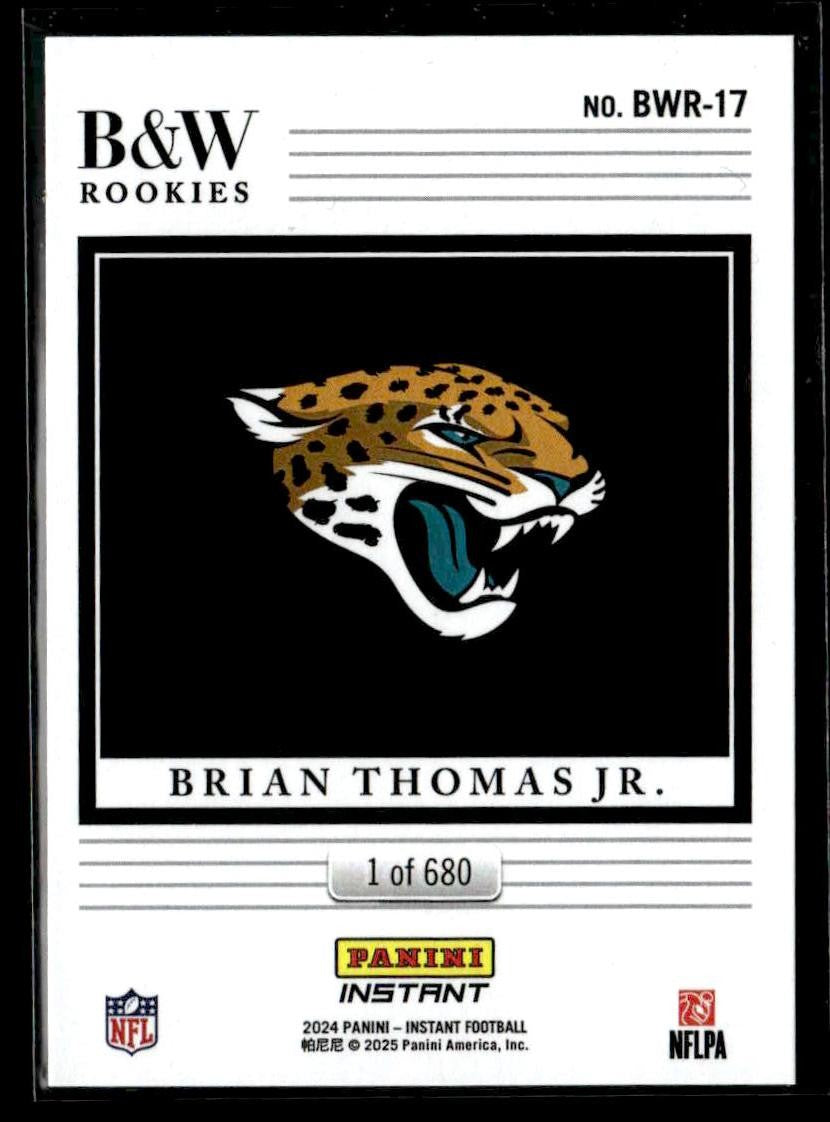 2024 Panini Instant NFL Black & White Rookies #BWR-17 Brian Thomas Jr.