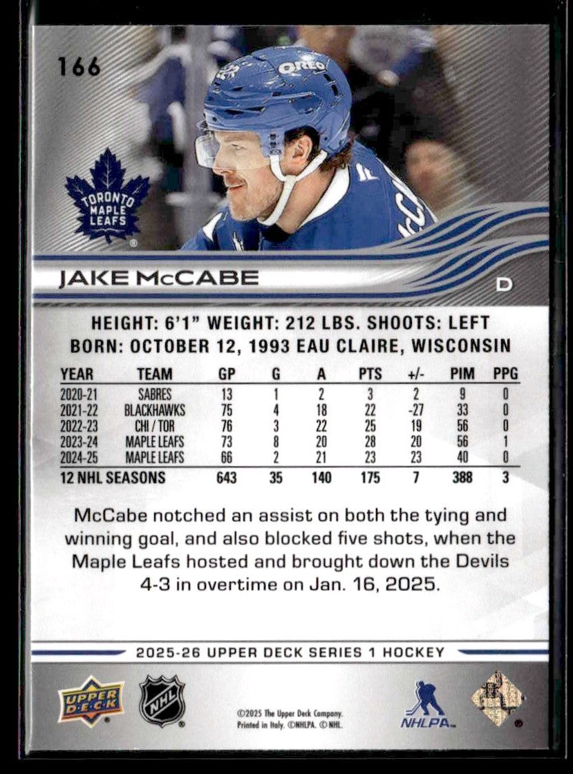 2025-26 Upper Deck #166 Jake McCabe