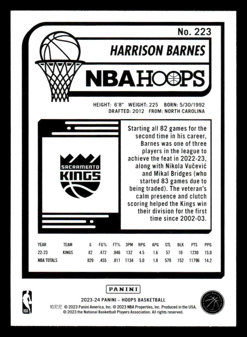 2023-24 Hoops #223 Harrison Barnes