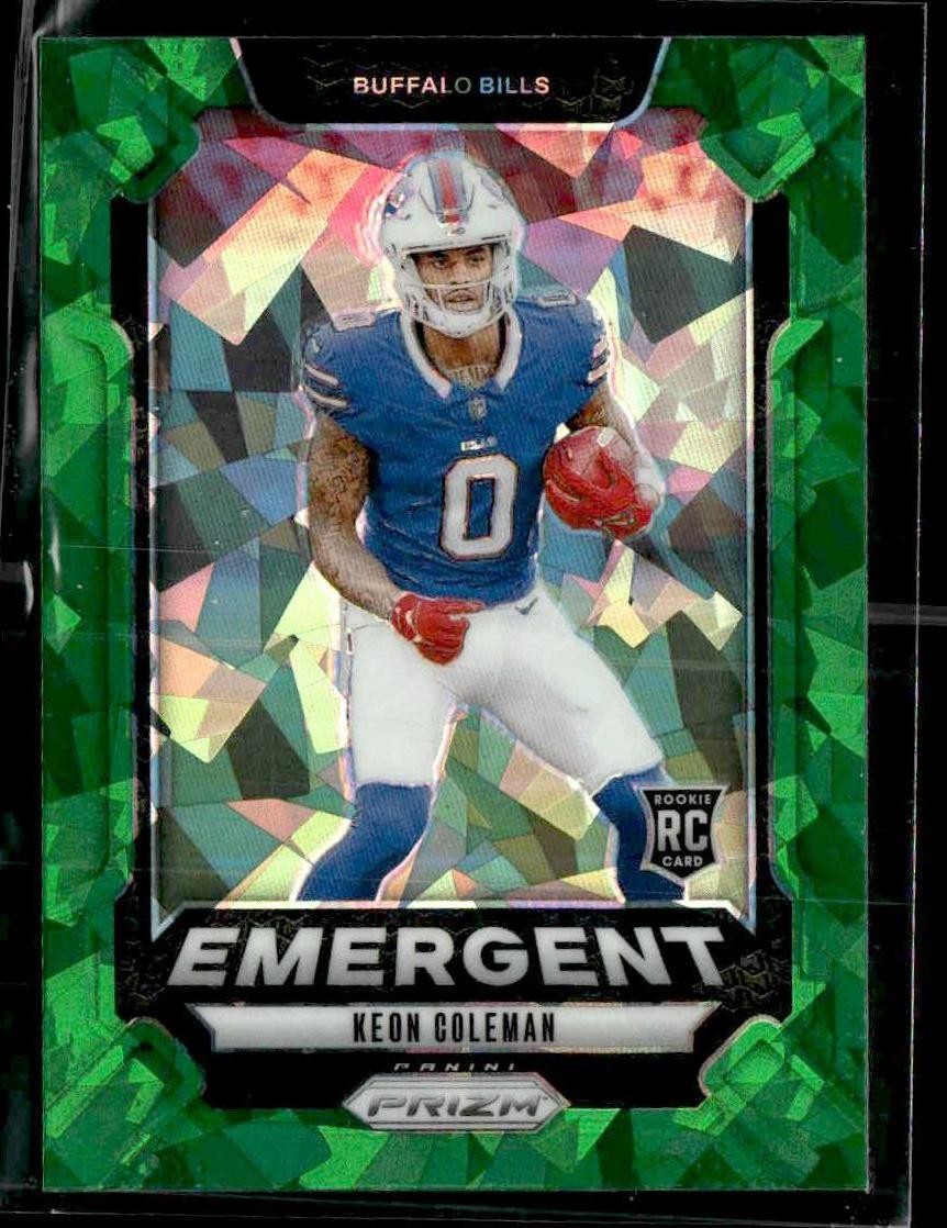 2024 Panini Prizm #16 Keon Coleman Emergent Green Ice Prizm