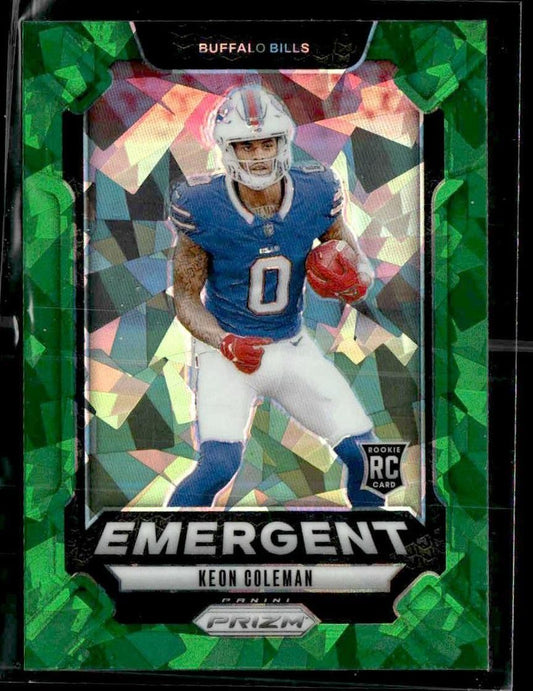 2024 Panini Prizm #16 Keon Coleman Emergent Green Ice Prizm