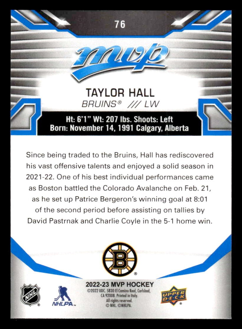 2022-23 Upper Deck MVP #76 Taylor Hall Blue Script