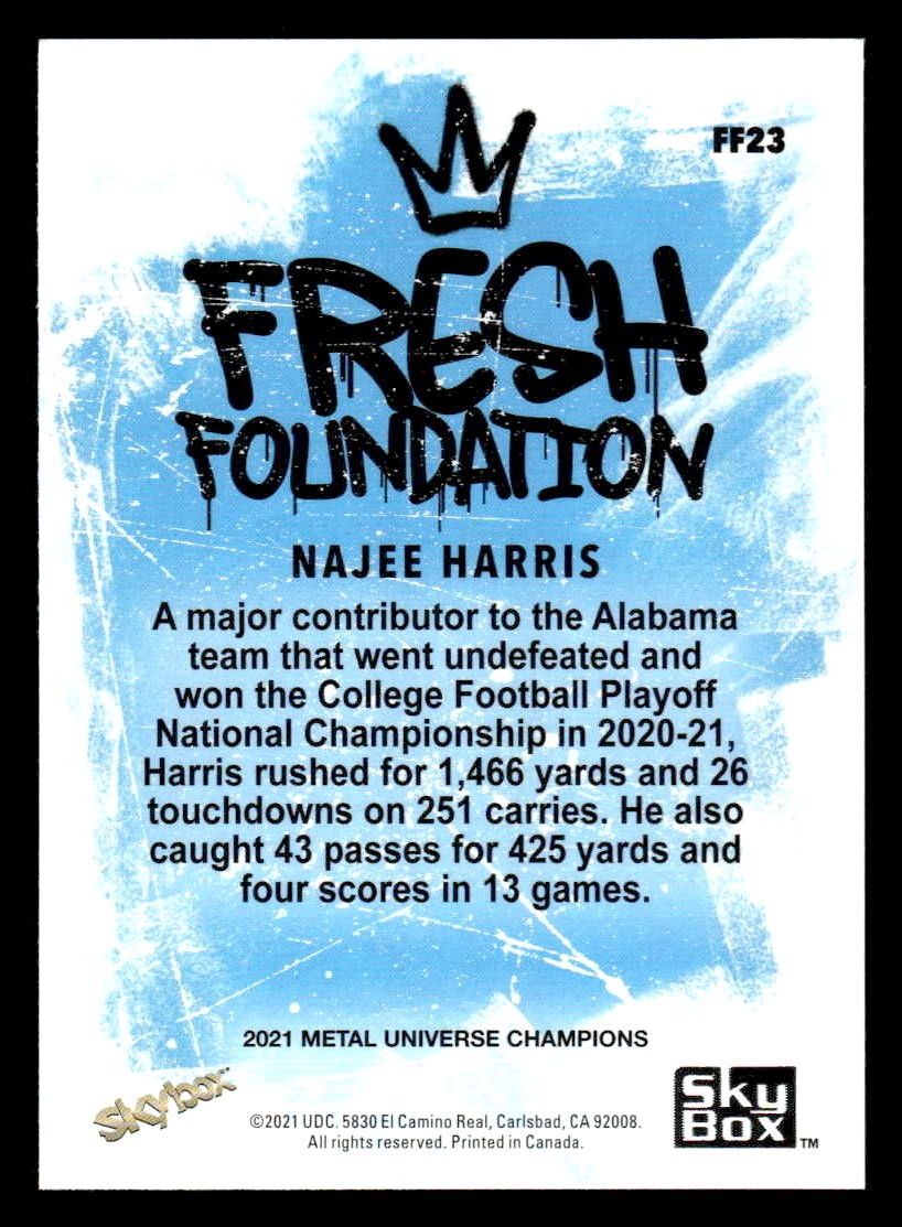 2021 SkyBox Metal Universe Champions #FF23 Najee Harris Fresh Foundation