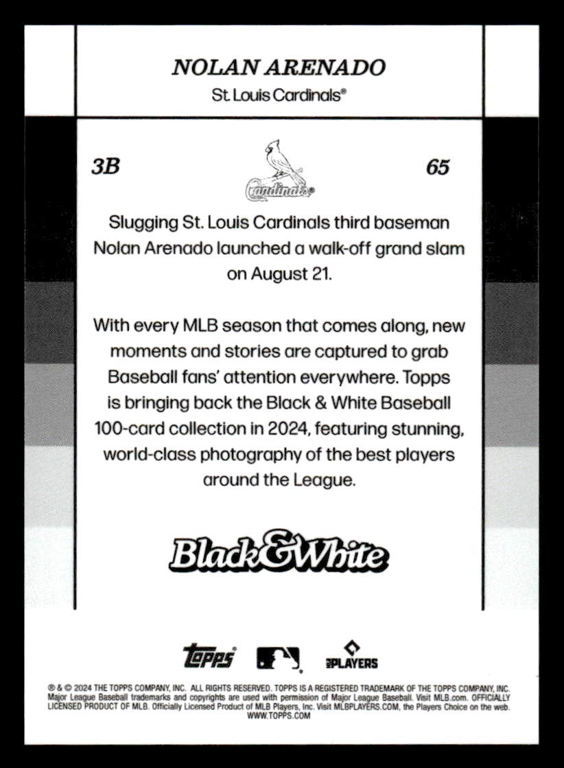 2024 Topps Black & White #65 Nolan Arenado