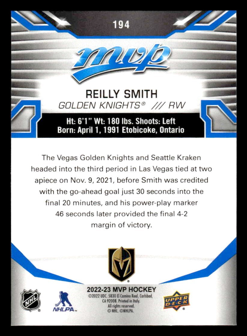 2022-23 Upper Deck MVP #194 Reilly Smith Blue Script