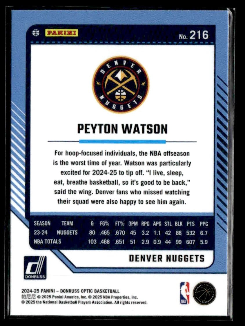2024-25 Donruss Optic #216 Peyton Watson