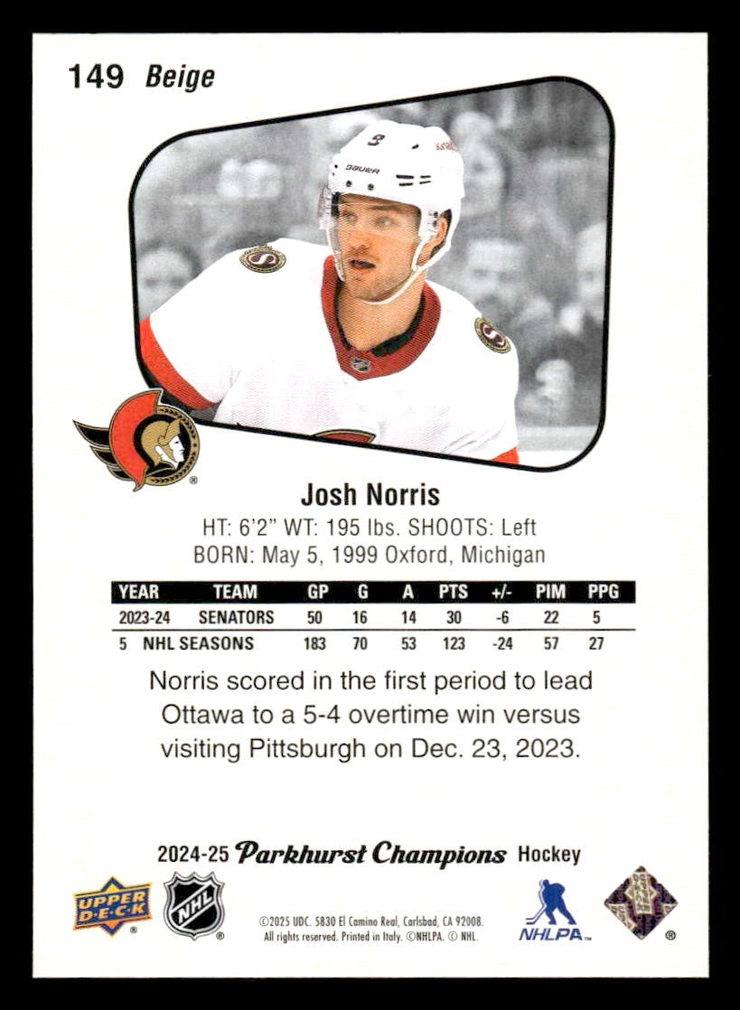 2024-25 Parkhurst Champions #149 Josh Norris