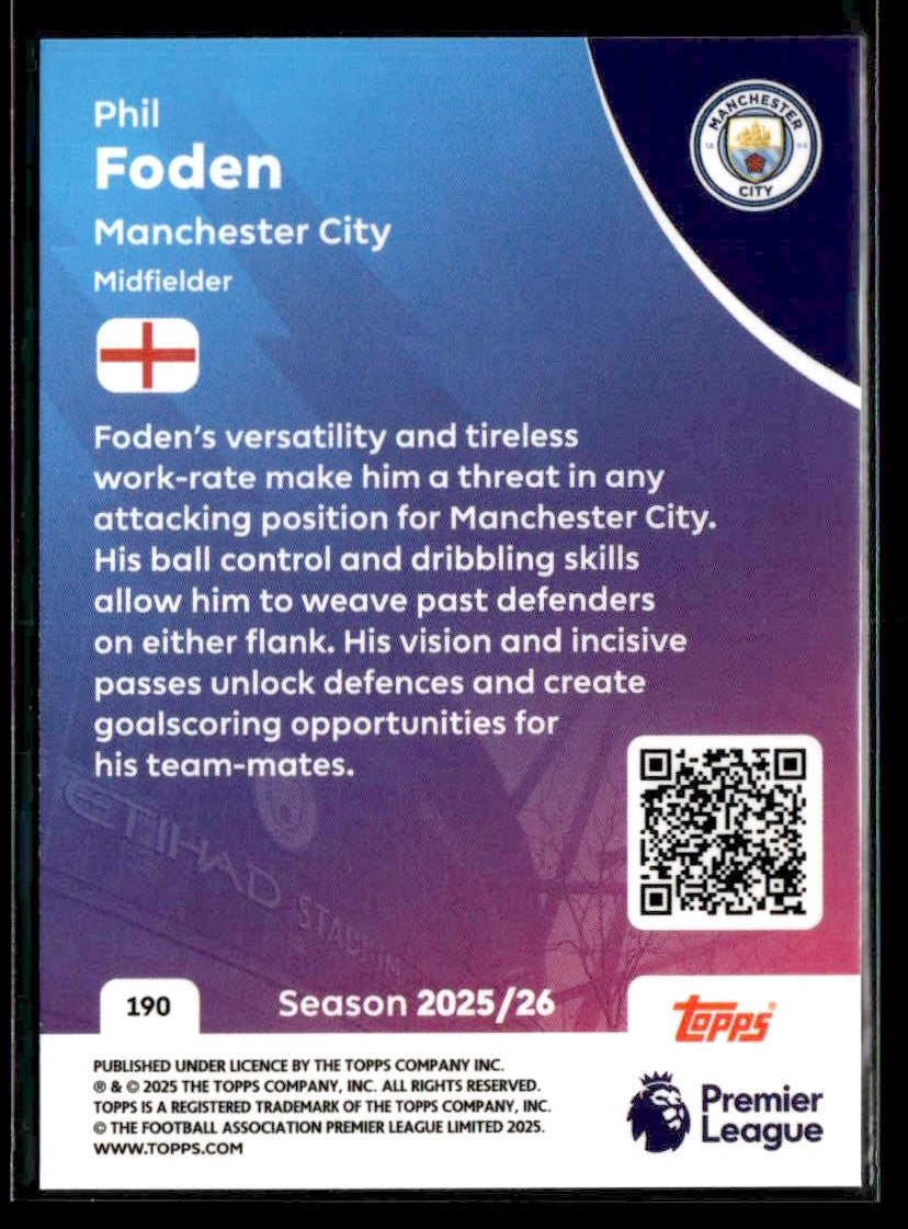 2025-26 Topps Premier League #190 Phil Foden