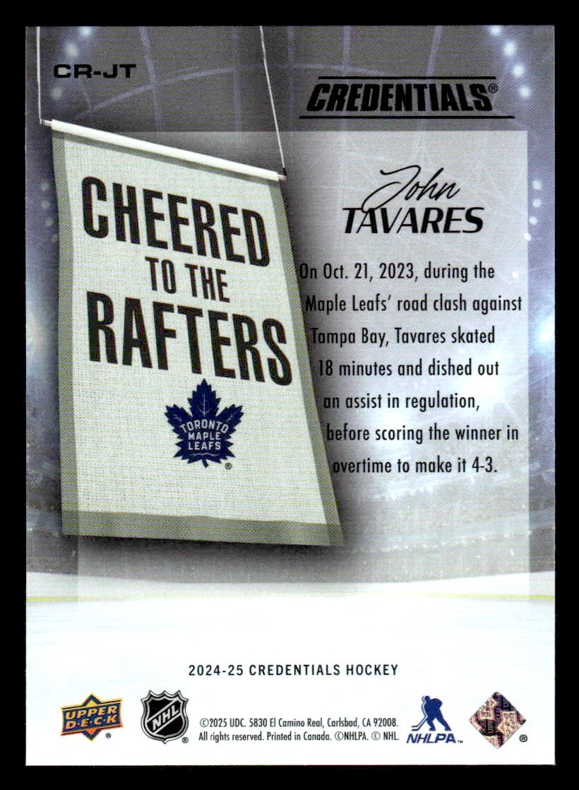 2024-25 Upper Deck Credentials #CR-JT John Tavares Cheered to the Rafters
