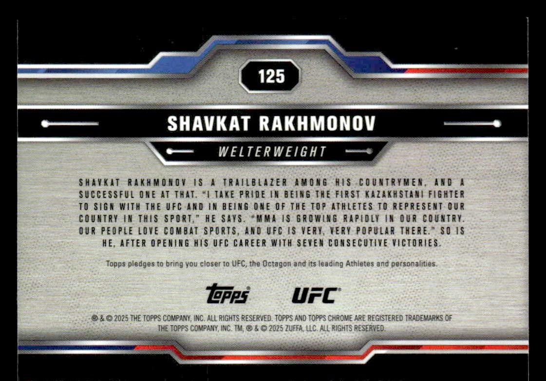 2025 Topps Chrome UFC #125 Shavkat Rakhmonov