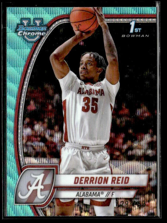 2024-25 Bowman University Chrome #20 Derrion Reid Aqua Wave Refractor #/299