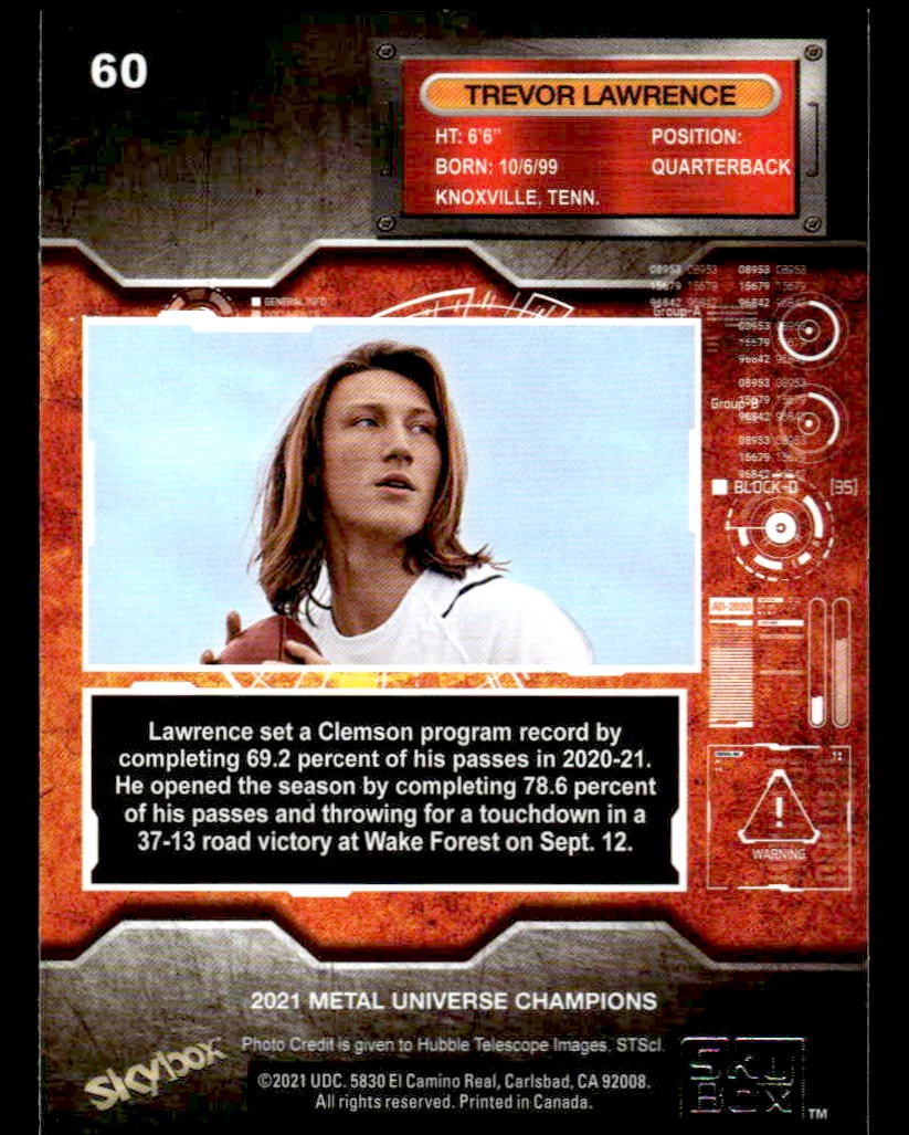 2021 SkyBox Metal Universe Champions #60 Trevor Lawrence Copper