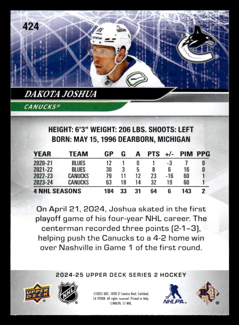 2024-25 Upper Deck #424 Dakota Joshua