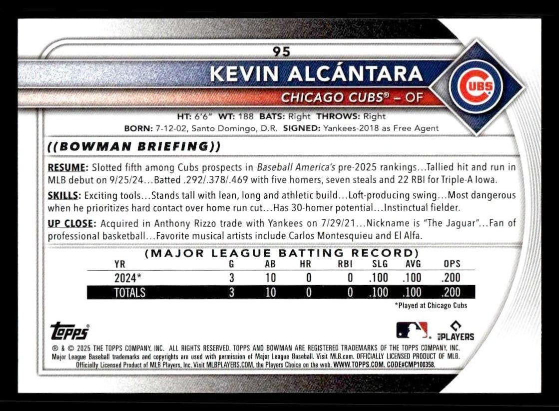 2025 Bowman #95 Kevin Alcántara