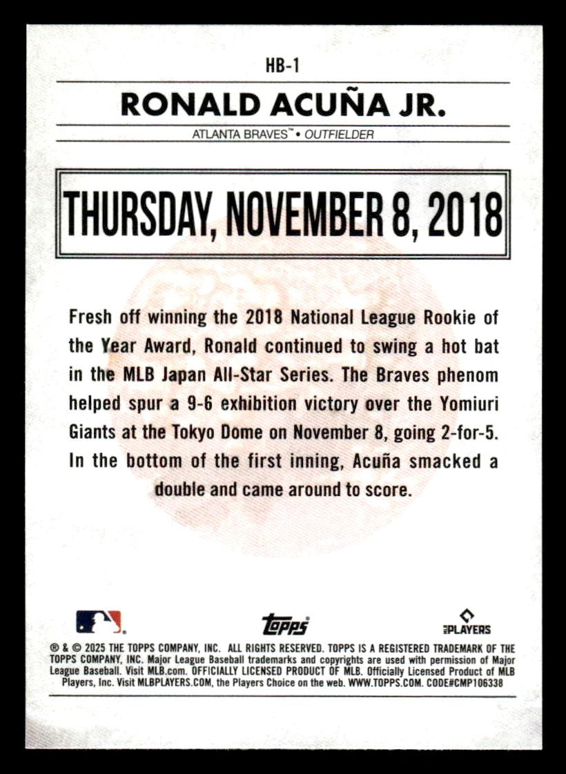2025 Topps #HB-1 Ronald Acuña Jr. History of Japanese Baseball