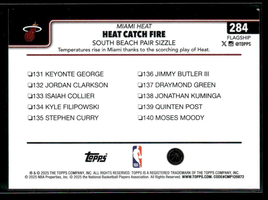 2025-26 Topps #284 Heat Catch Fire: South Beach Pair Sizzle