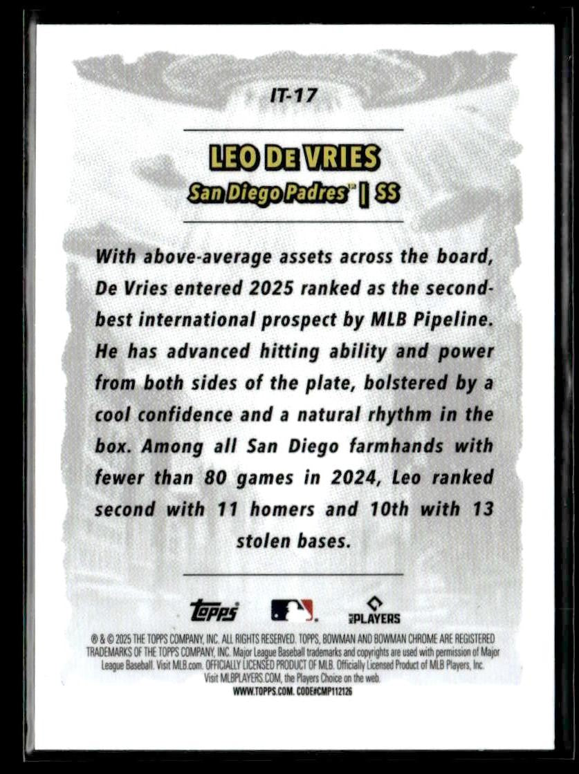 2025 Bowman Chrome #IT-17 Leo De Vries It Came To The League
