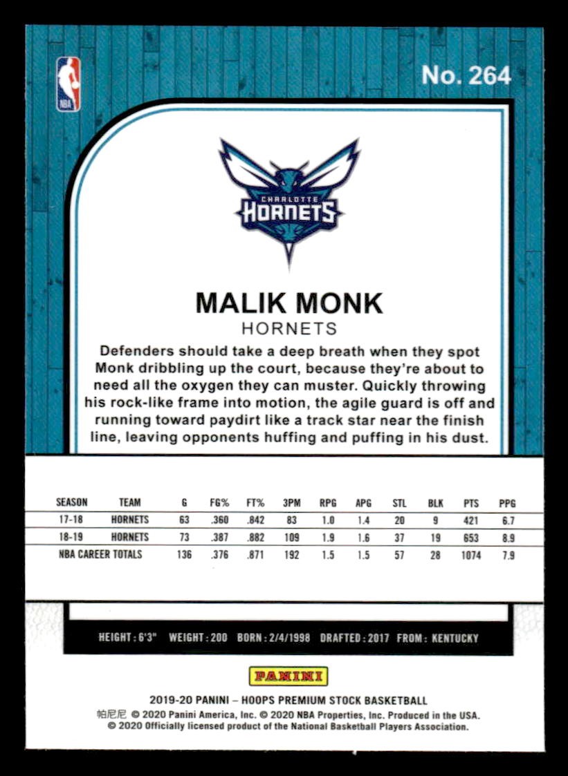 2019-20 Hoops Premium Stock #264 Malik Monk