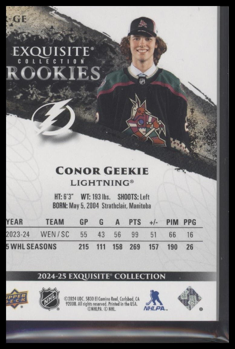 2024-25 UD Black Diamond #R-GE Conor Geekie Exquisite Collection Rookies #/399
