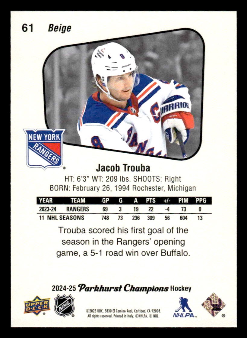 2024-25 Parkhurst Champions #61 Jacob Trouba