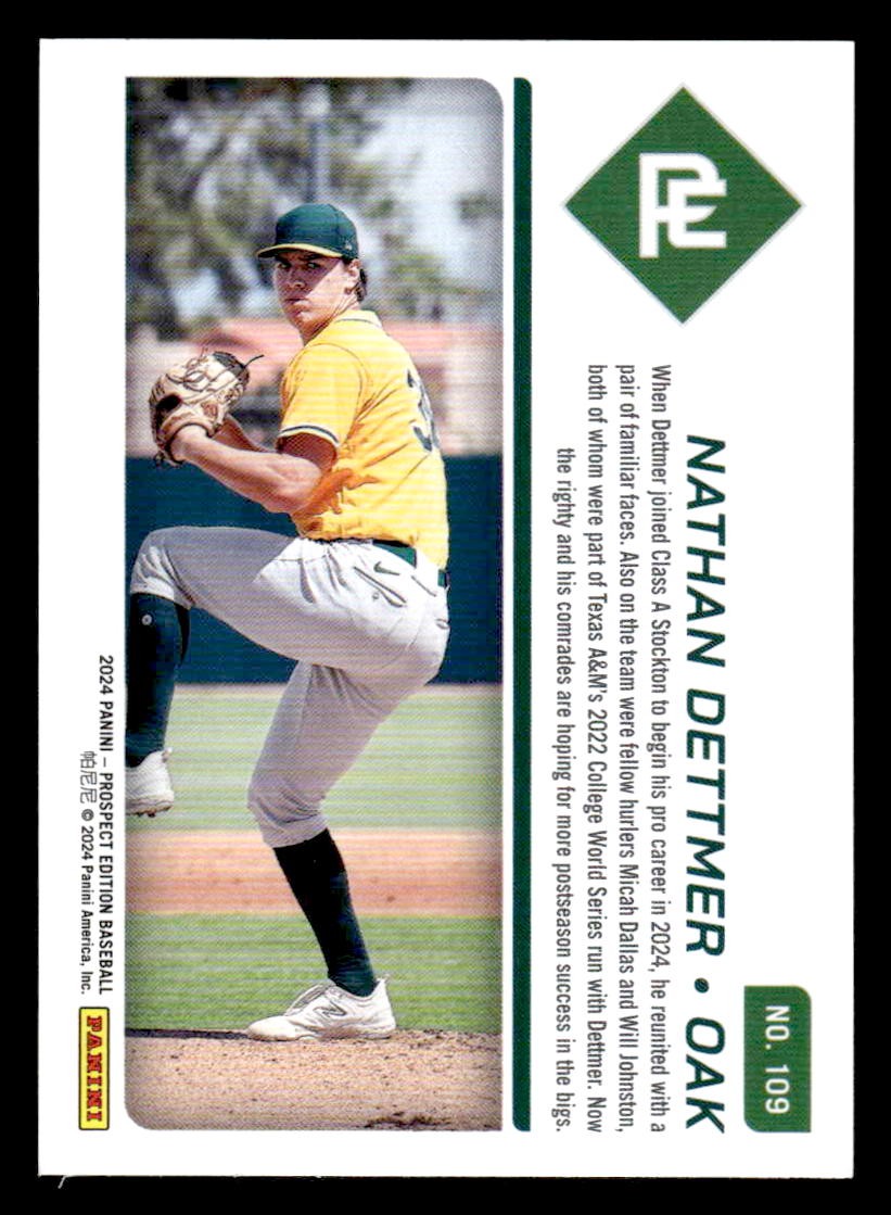 2024 Panini Prospect Edition #109 Nathan Dettmer Purple #/99
