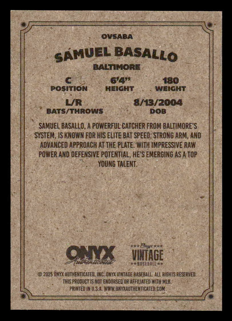 2025 Onyx Vintage #OVSABA Samuel Basallo