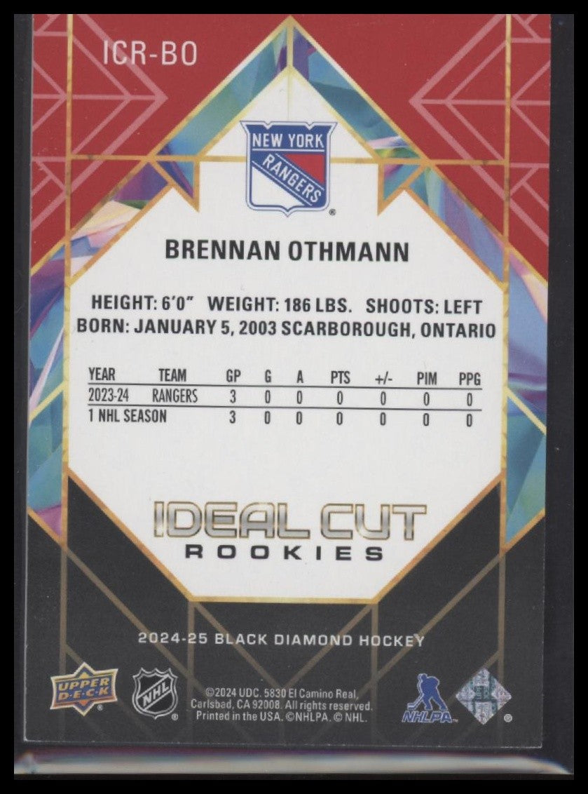 2024-25 UD Black Diamond #ICR-BO Brennan Othmann Ideal Cut Rookies Red #07/10