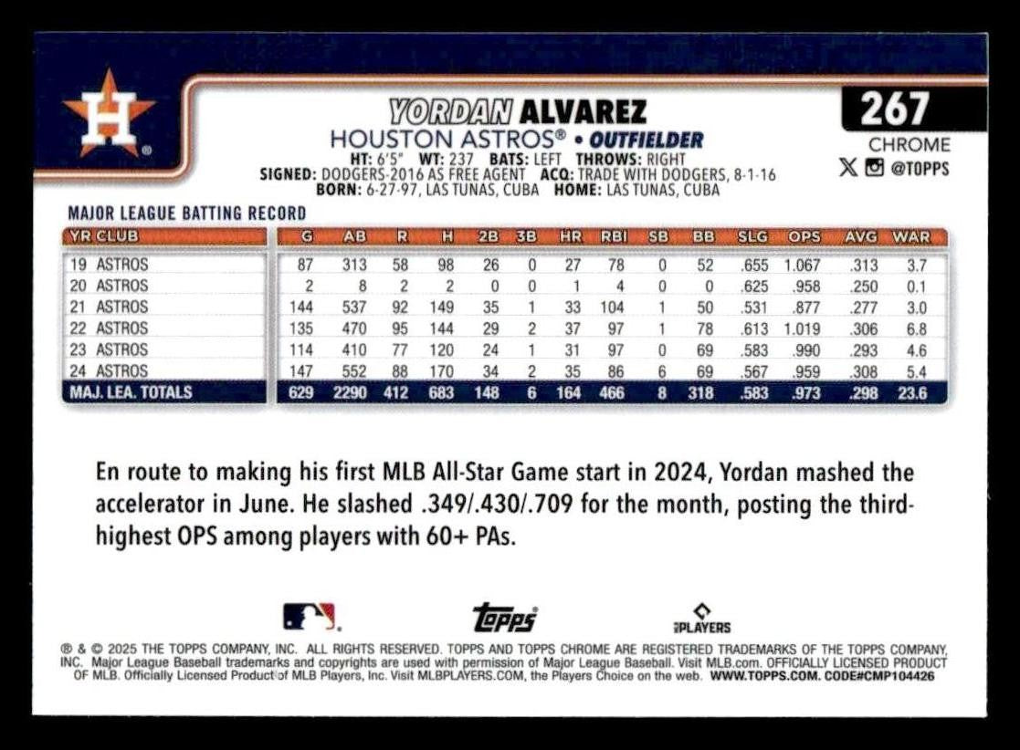 2025 Topps Chrome #267 Yordan Alvarez