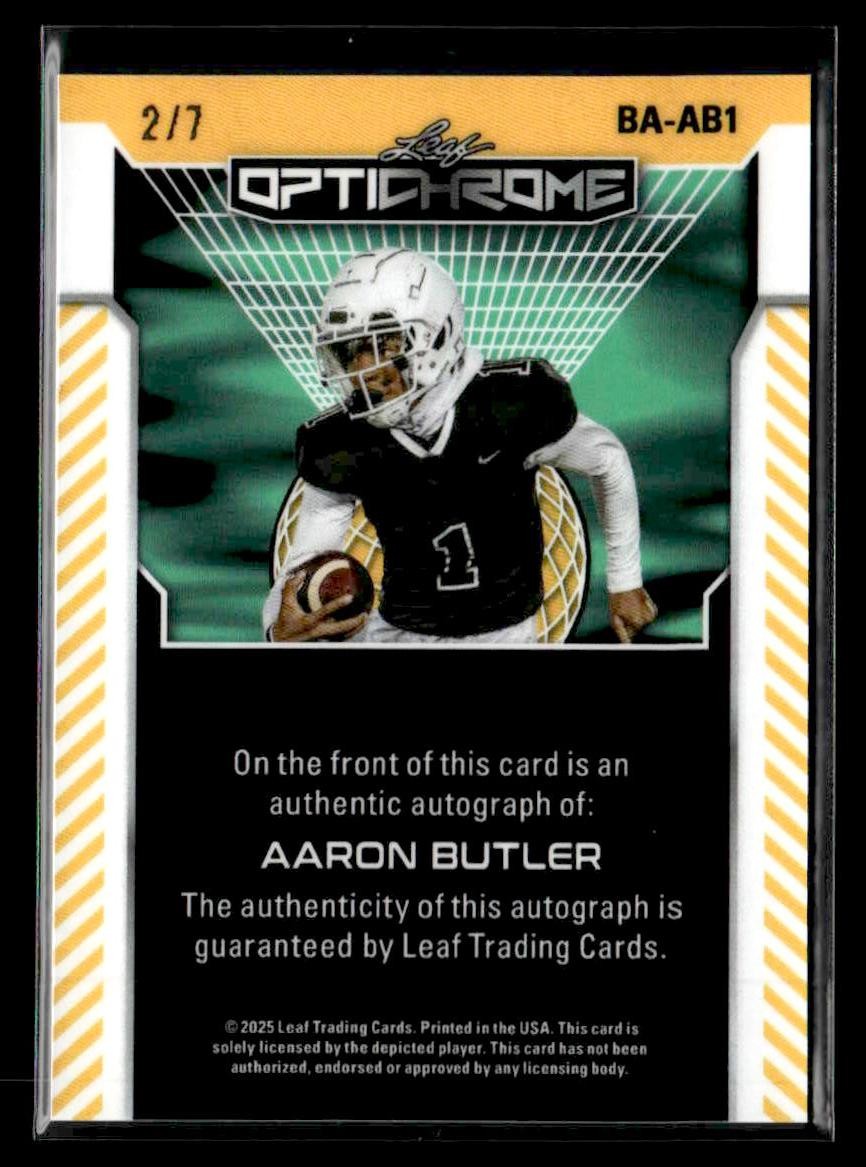 2025 Leaf Optichrome #BA-AB1 Aaron Butler Base Autos Prismatic Platinum Blue