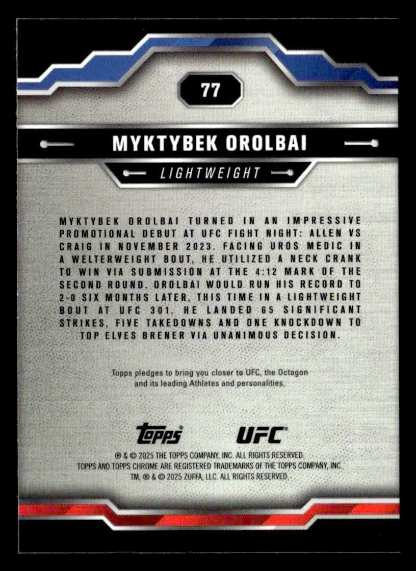 2025 Topps Chrome UFC #77 Myktybek Orolbai