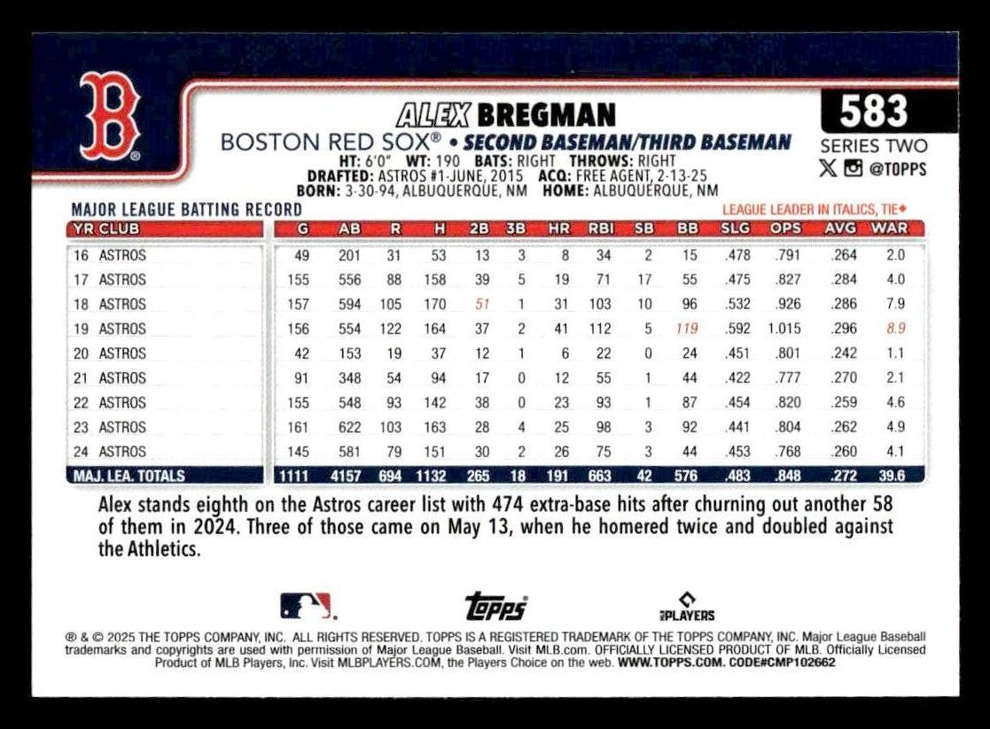 2025 Topps #583 Alex Bregman