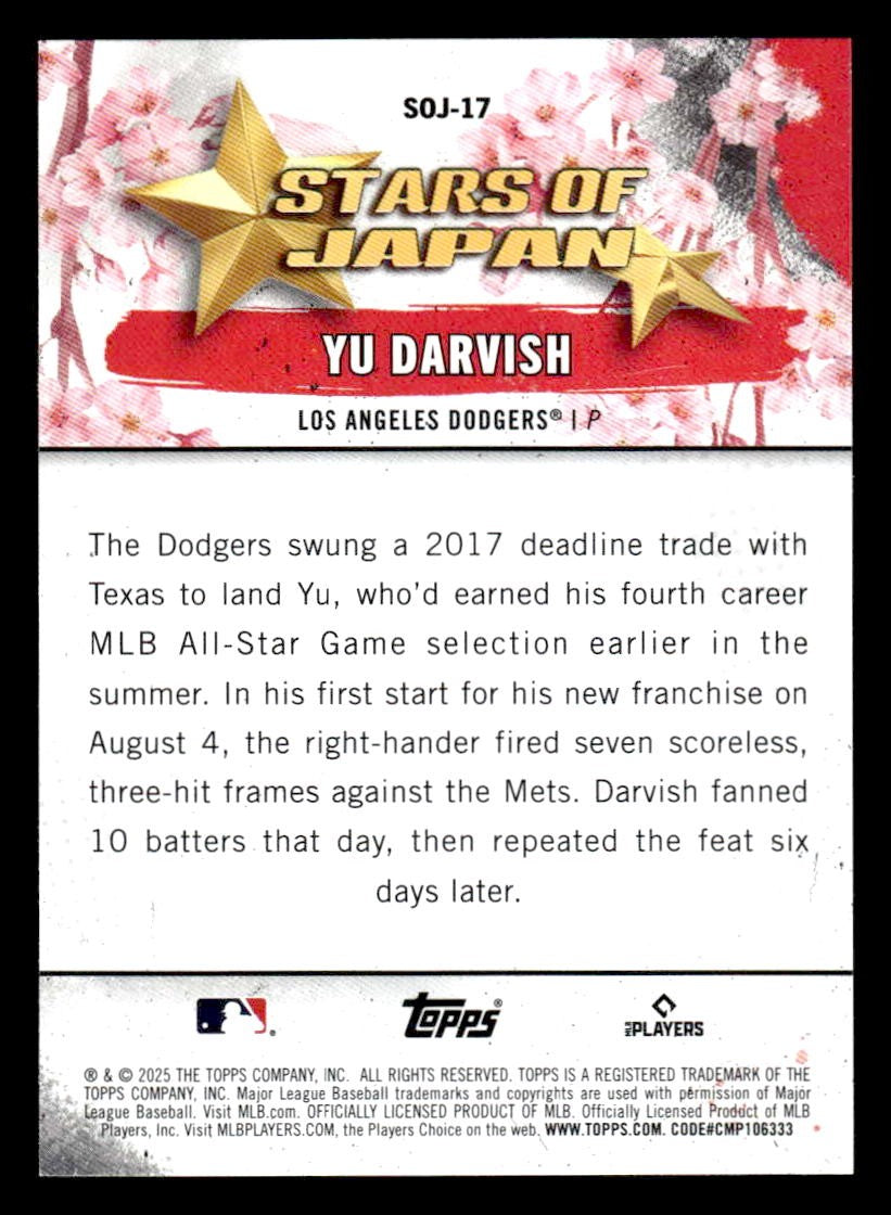 2025 Topps #SOJ-17 Yu Darvish Stars of Japan