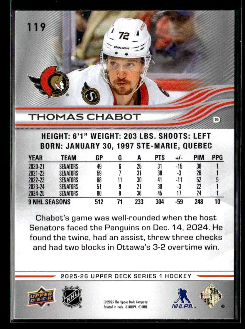 2025-26 Upper Deck #119 Thomas Chabot