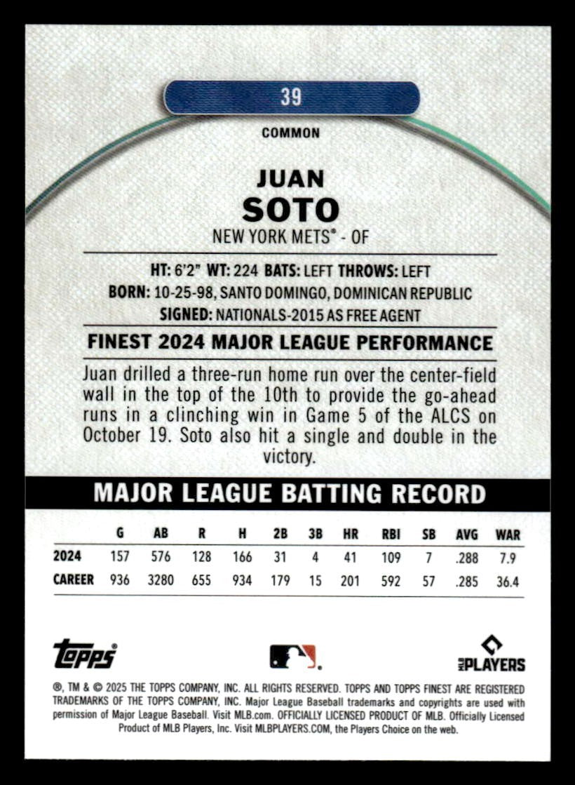 2025 Finest #39 Juan Soto