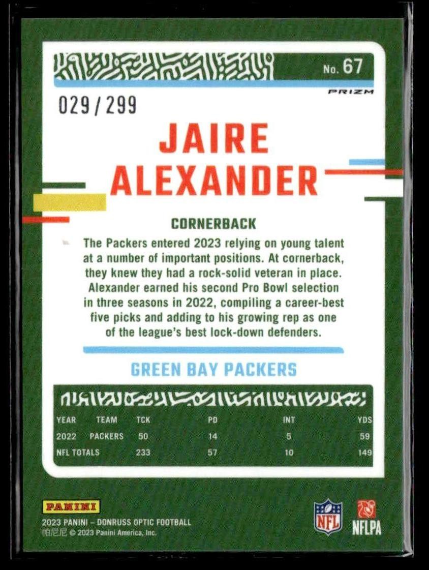 2023 Donruss Optic #67 Jaire Alexander Aqua #/299