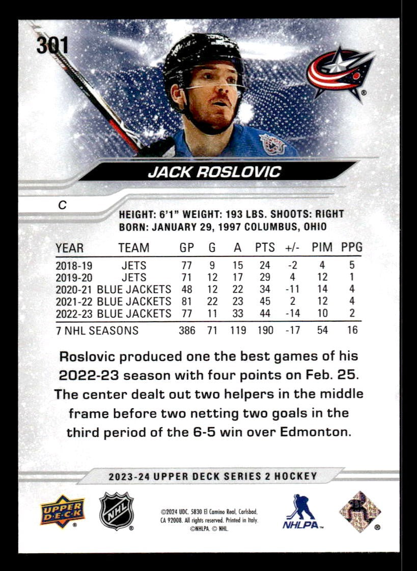 2023-24 Upper Deck #301 Jack Roslovic