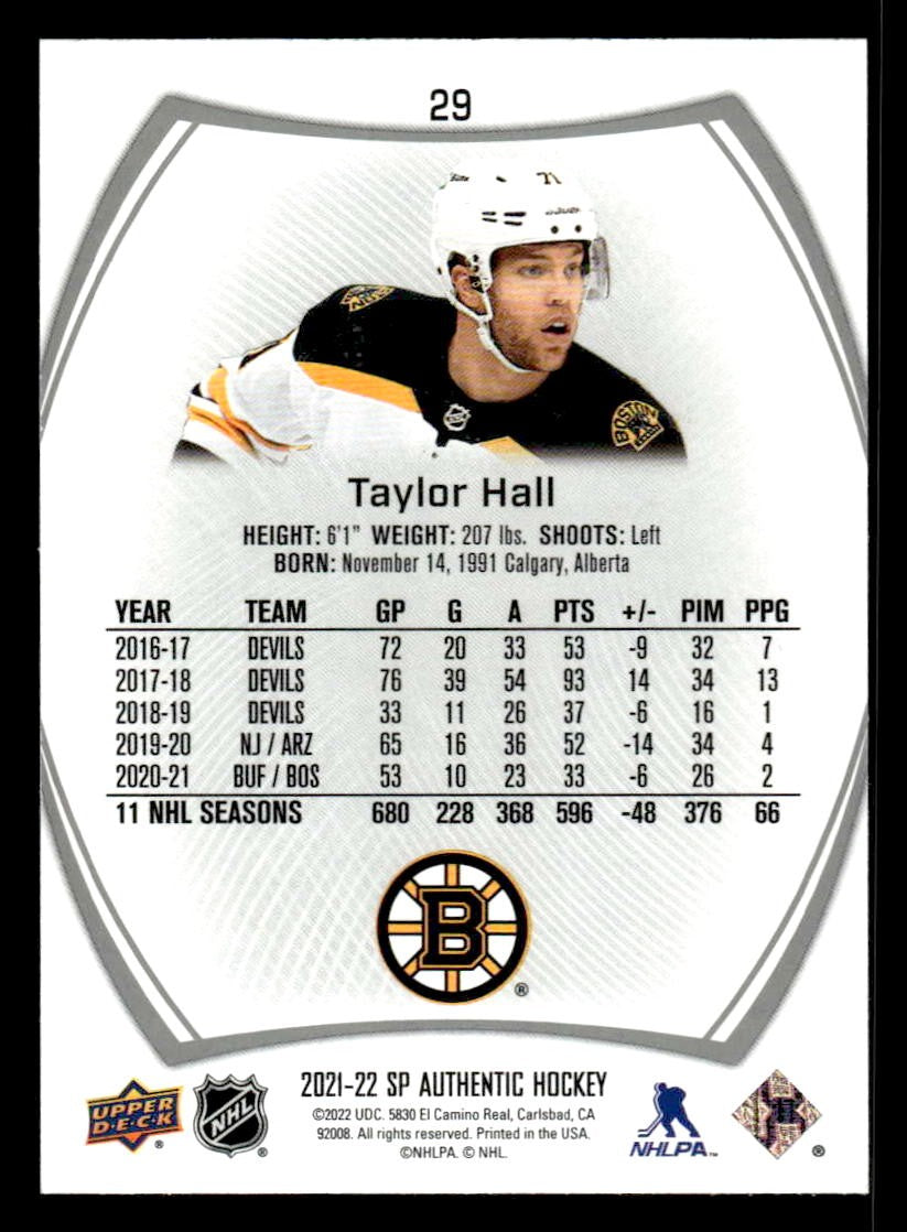 2021-22 SP Authentic #29 Taylor Hall