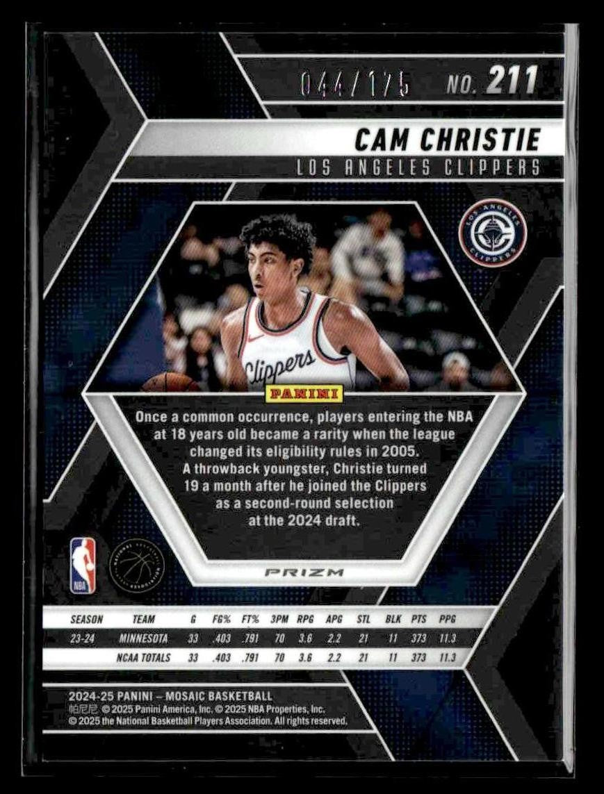 2024-25 Panini Mosaic - Pink Mosaic #211 Cam Christie #/175